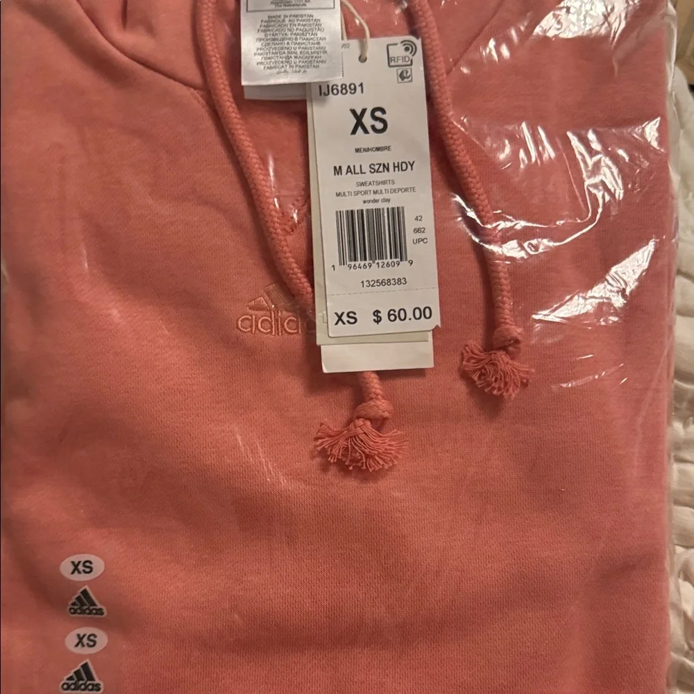 adidas Men's ALL SZN Fleece Hoodie Wonder Clay Pink Orange XS New With Tags NWT